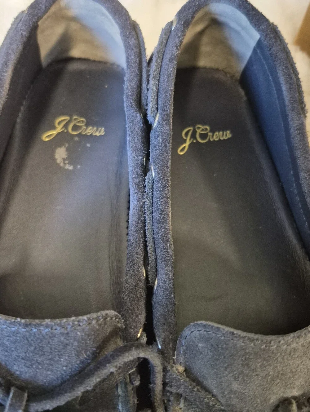J. Crew Suede Driving Moccasins Loafers Navy Blue Slip On Flats Women's Size 8